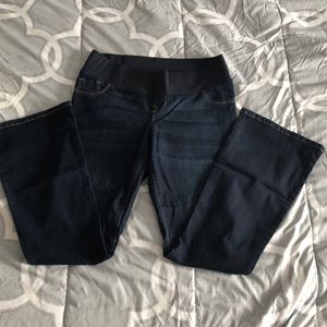 Maternity dark denim jeans.  Bootcut